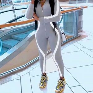 Casual Fitness Grey Reflective Jumpsuit